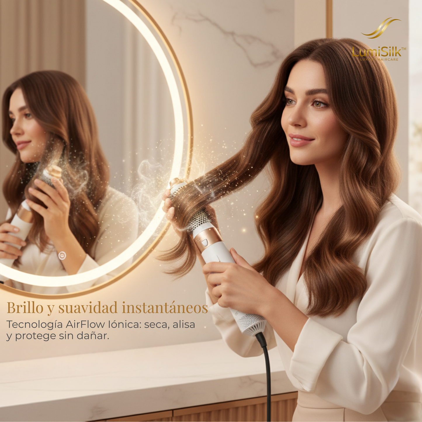 LumiSilk™ Modelador de Cabello 5 en 1 [Salón en casa: seca, alisa y modela en minutos]