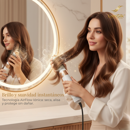 LumiSilk™ Modelador de Cabello 5 en 1 [Salón en casa: seca, alisa y modela en minutos]