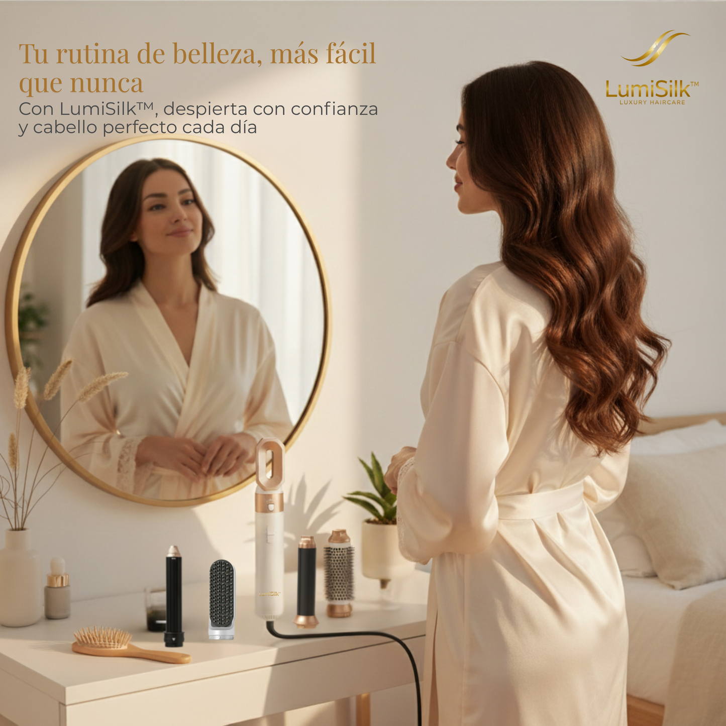 LumiSilk™ Modelador de Cabello 5 en 1 [Salón en casa: seca, alisa y modela en minutos]