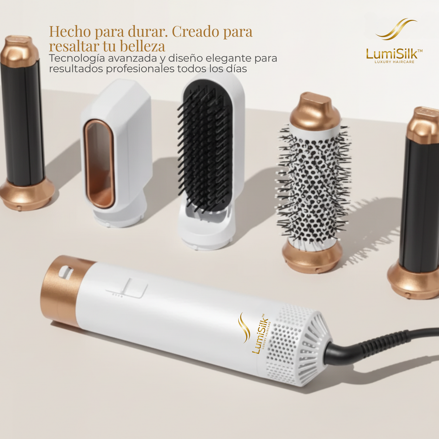 LumiSilk™ Modelador de Cabello 5 en 1 [Salón en casa: seca, alisa y modela en minutos]